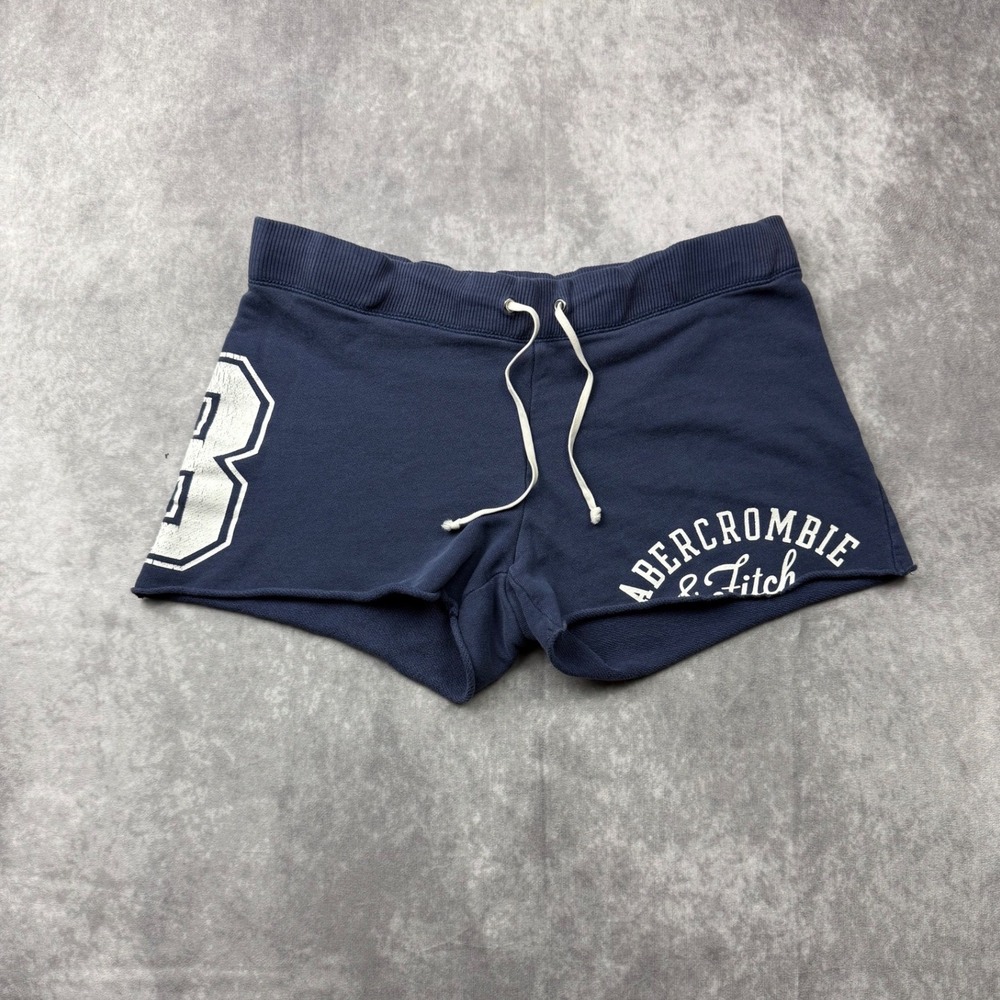 Abercrombie & Fitch Navy Blue Logo Sweat Shorts XS Cotton Athletic